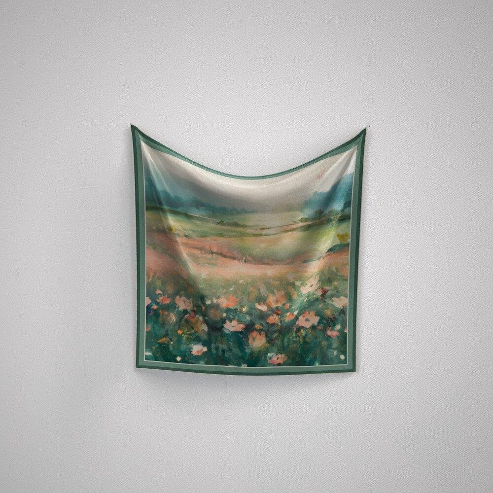 ARTIFACT.  Peach Fields: Women's Silk Scarf